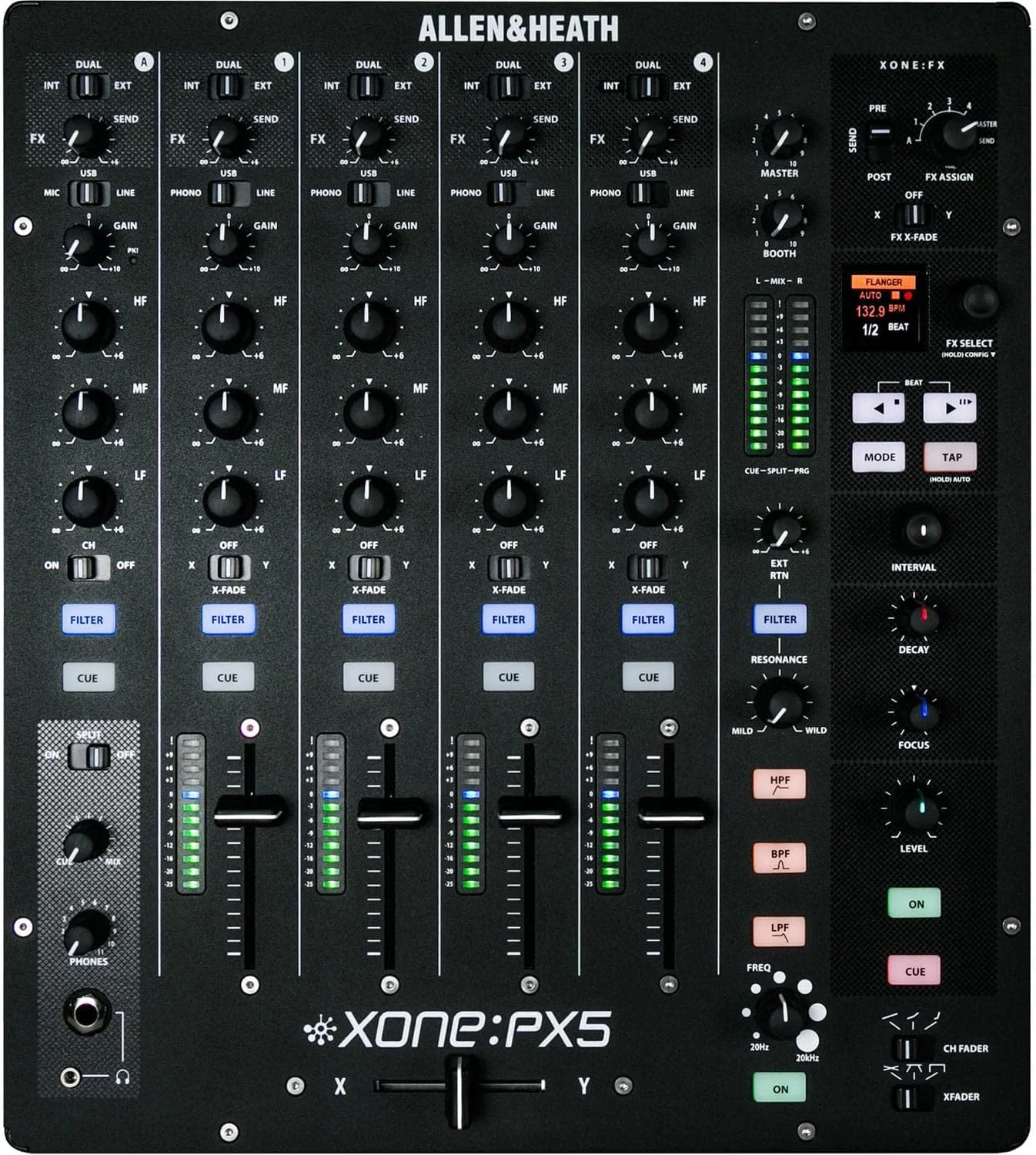 میکسر دی جی 4+1 کانال Allen & Heath XONE:PX5 به همراه کارت صدا + مانیتورهای استودیویی 5 اینچی KRK ROKIT RP5G3 (جفت مشکی) و کابل ها