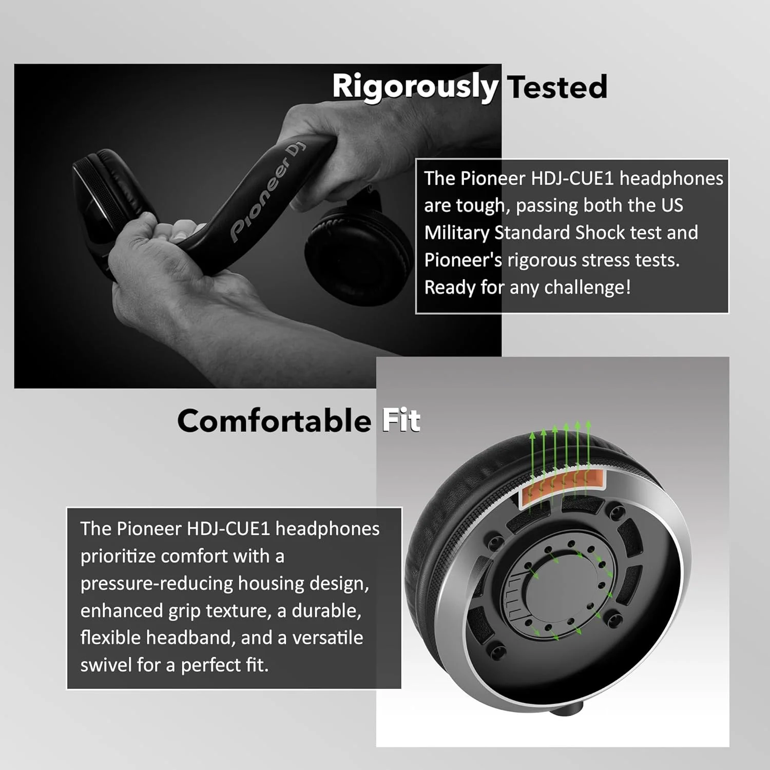 هدفون دی‌جی پایونیر مدل HDJ-CUE1 - مشکی همراه با کیف و دستمال پولیش آستین بازار