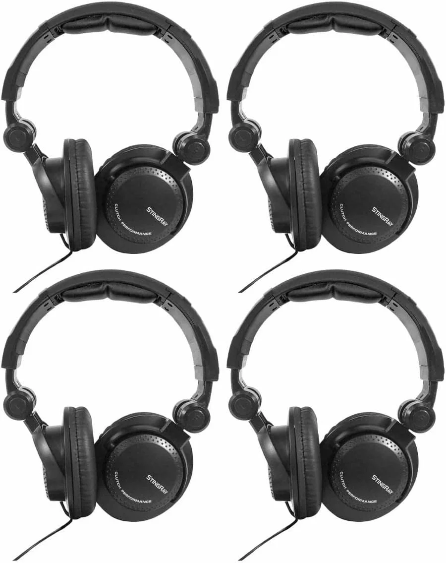 هدفون های استودیویی مشکی تاشو حرفه ای DJ با بالشتک، بسته 4 عددی