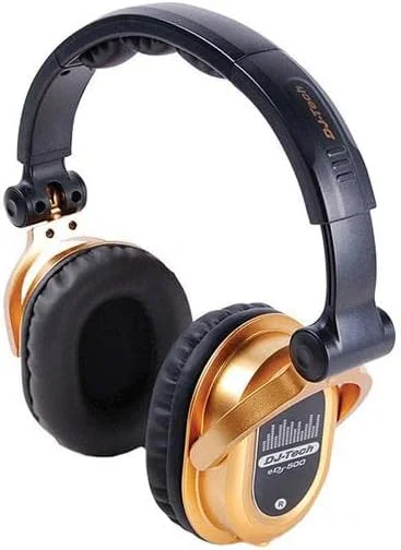 هدفون حرفه ای DJ Tech EDJ-500 DJ Chris Garcia به همراه آداپتور 1/4 اینچی و آداپتور 1/8 اینچی، طلایی