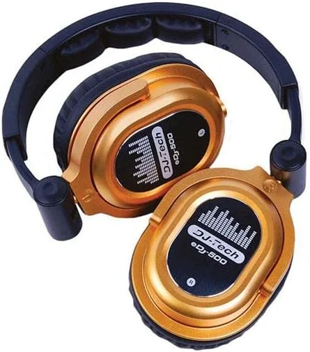هدفون حرفه ای DJ Tech EDJ-500 DJ Chris Garcia به همراه آداپتور 1/4 اینچی و آداپتور 1/8 اینچی، طلایی