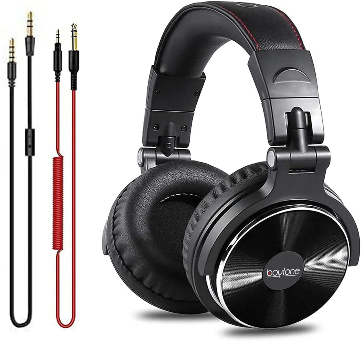 هدفون سیمی روگوشی Boytone BT-10BK، مانیتور استودیو و میکسینگ، هدست استریو DJ با درایورهای 50 میلی‌متری و جک صوتی 1/4 به 3.5 میلی‌متری، تاشو برای میکسر صوتی کامپیوتر، هدفون DJ