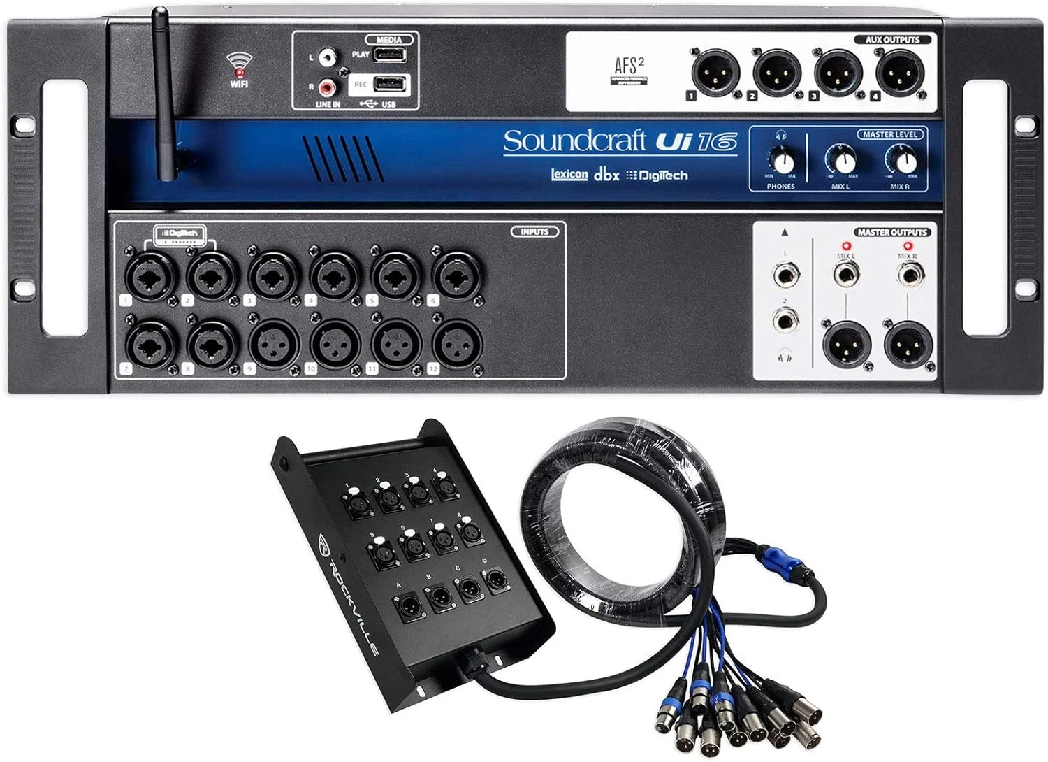 میکسر دیجیتال Soundcraft Ui16 با کنترل از طریق وای فای و اپلیکیشن + ضبط Ui 16 + کابل میکسر دیجیتال Soundcraft Ui16 با کنترل از طریق وای فای و اپلیکیشن + ضبط Ui 16 + کابل