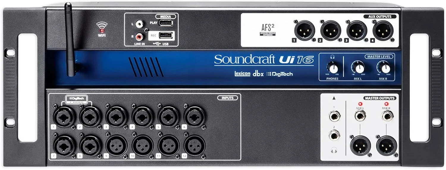 میکسر دیجیتال Soundcraft Ui16 با کنترل از طریق وای فای و اپلیکیشن + ضبط Ui 16 + کابل میکسر دیجیتال Soundcraft Ui16 با کنترل از طریق وای فای و اپلیکیشن + ضبط Ui 16 + کابل