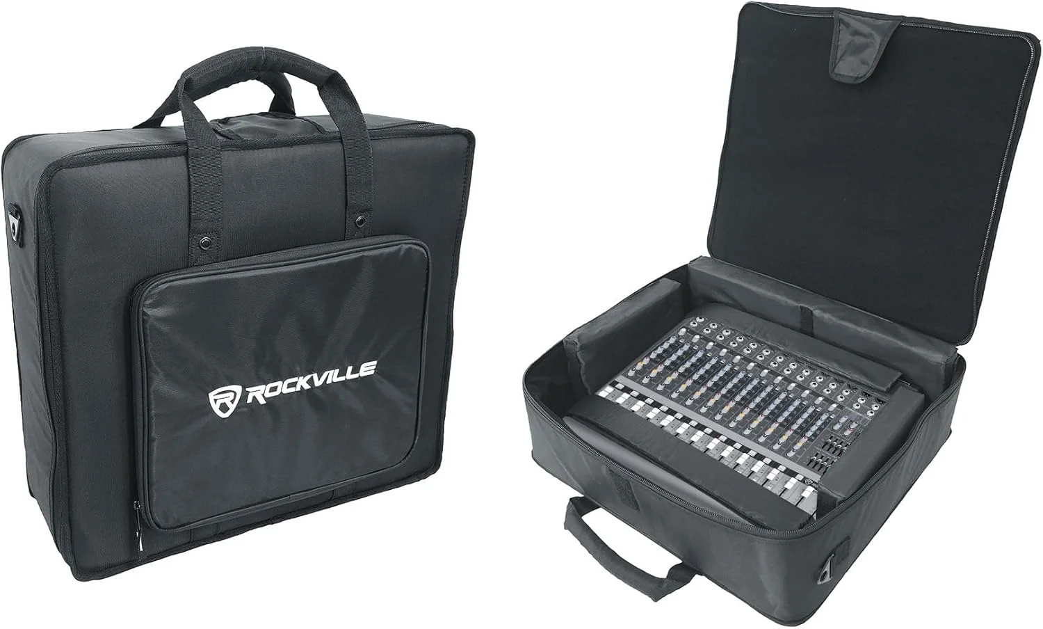 مجموعه Rockville: میکسر پاوردار 14 کاناله 6000 واتی RPM1470 با USB و افکت ها/14 پری امپ میکروفون XDR2 به همراه کیف میکسر حرفه ای MBP2220 با ابعاد 22 در 20 اینچ، فوم ضخیم + نیمه سخت + 6 جداکننده بالشتک دار (2 قطعه) مجموعه Rockville: میکسر پاوردار 14 کاناله 6000 واتی RPM1470 با USB و افکت ها/14 پری امپ میکروفون XDR2 به همراه کیف میکسر حرفه ای MBP2220 با ابعاد 22 در 20 اینچ، فوم ضخیم + نیمه سخت + 6 جداکننده بالشتک دار (2 قطعه)
