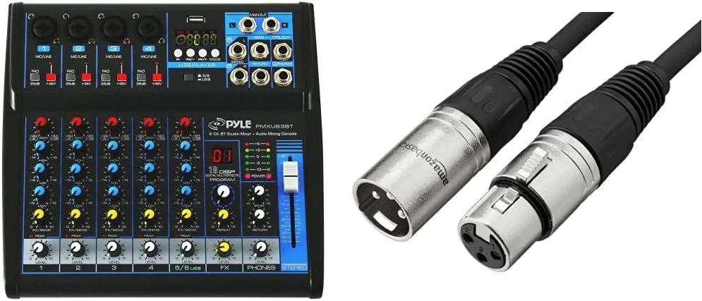 میکسر صوتی حرفه ای پایل - رابط سیستم دسک با 6 کانال، USB، بلوتوث، ورودی کامپیوتر MP3 دیجیتال، فانتوم پاور 48 ولت، FX16 Bit DSP- PMXU63BT (میکسر استودیویی بلوتوث 6 کاناله) | کابل میکروفون XLR آمازون بیسیکس برای بلندگو یا سیستم PA، تمام رساناهای مسی، روکش PVC 6 میلی متری، 6 فوت، مشکی میکسر صوتی حرفه ای پایل - رابط سیستم دسک با 6 کانال، USB، بلوتوث، ورودی کامپیوتر MP3 دیجیتال، فانتوم پاور 48 ولت، FX16 Bit DSP- PMXU63BT (میکسر استودیویی بلوتوث 6 کاناله) | کابل میکروفون XLR آمازون بیسیکس برای بلندگو یا سیستم PA، تمام رساناهای مسی، روکش PVC 6 میلی متری، 6 فوت، مشکی