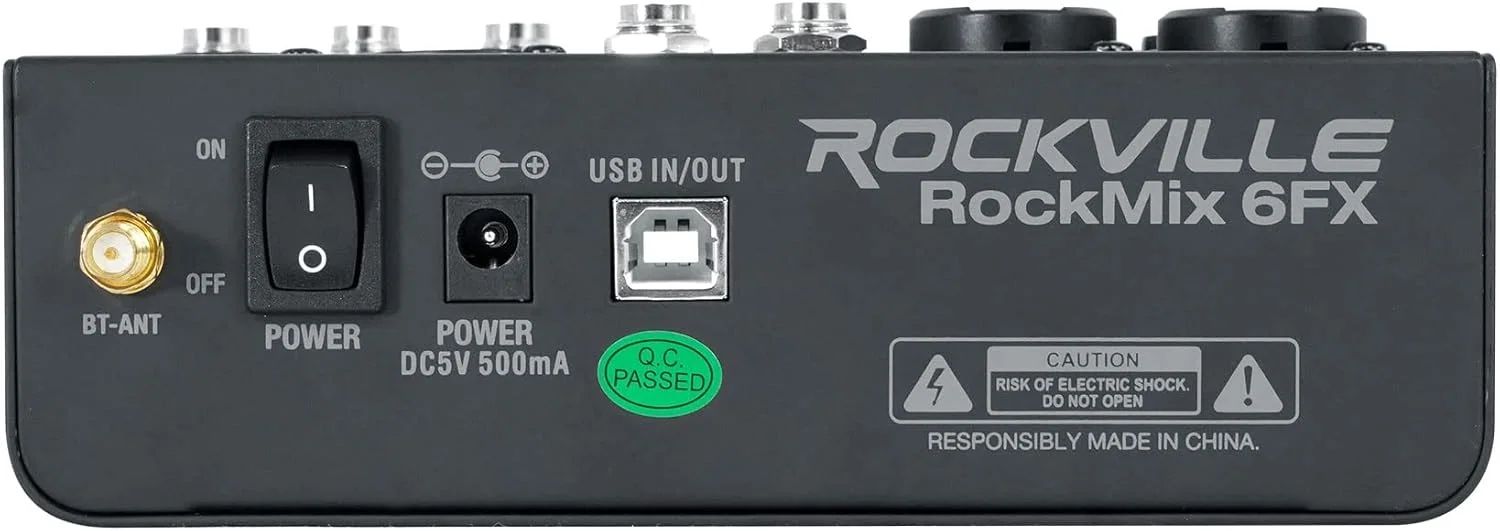 میکسر 6 کاناله Rockville ROCKMIX 6FX با رابط USB، بلوتوث، افکت 24 بیتی، فانتوم پاور، برای پادکست، ضبط خانگی و صدای زنده میکسر 6 کاناله Rockville ROCKMIX 6FX با رابط USB، بلوتوث، افکت 24 بیتی، فانتوم پاور، برای پادکست، ضبط خانگی و صدای زنده