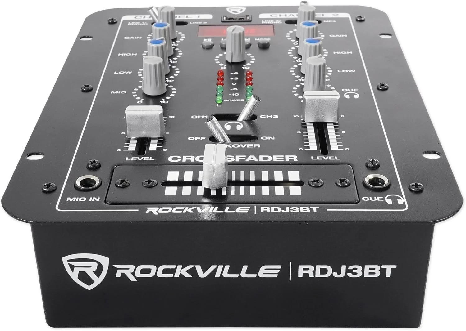 میکسر دیجی ۲ کاناله Rockville RDJ3BT با USB، بلوتوث، Talkover و ۴ ورودی لاین میکسر دیجی ۲ کاناله Rockville RDJ3BT با USB، بلوتوث، Talkover و ۴ ورودی لاین