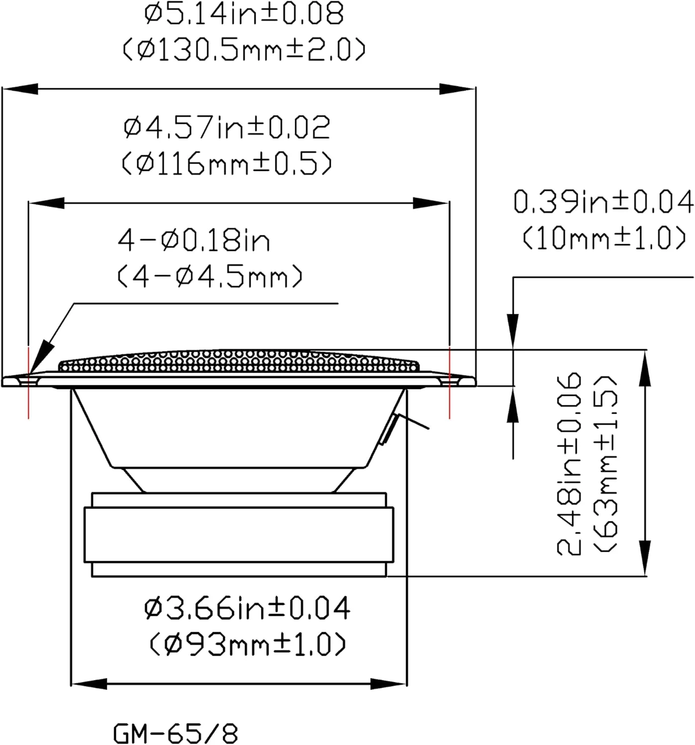 دو عدد میدرنج 5.25 اینچی سیلد گلدوود مدل GM-65/8، 100 وات، 8 اهم