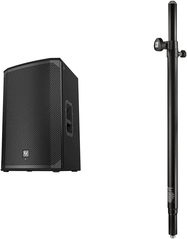 بلندگوی اکتیو فول رنج 15 اینچی Electro-Voice EKX15P با توان 1500 وات و میله بلندگوی قابل تنظیم ارتفاع ASP-58، مشکی