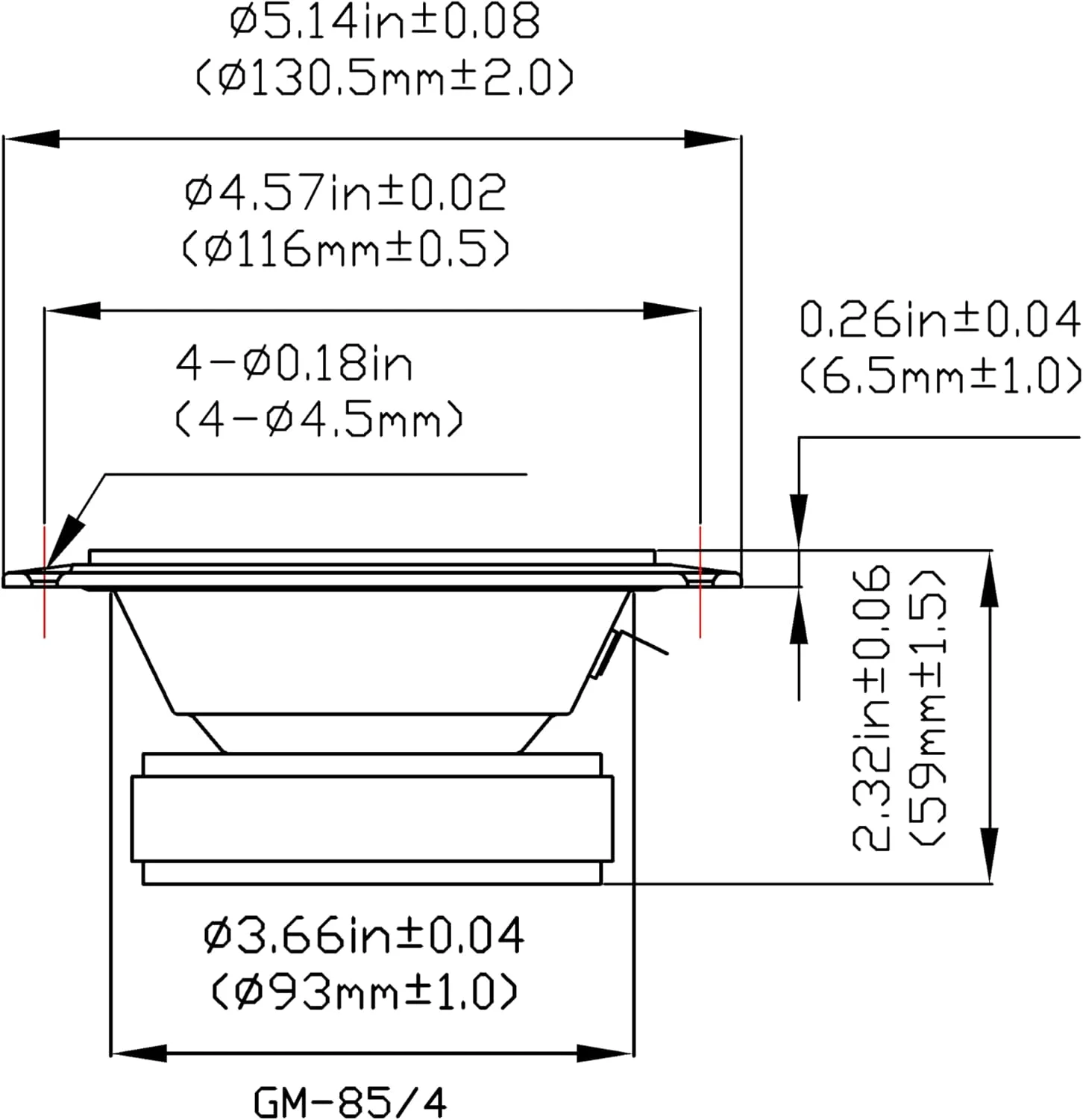 دو عدد میدرنج ۵ اینچی ۱۲۰ واتی گلدوود ساند مدل GM-85/4 با مخروط پلی میکا و امپدانس ۴ اهم