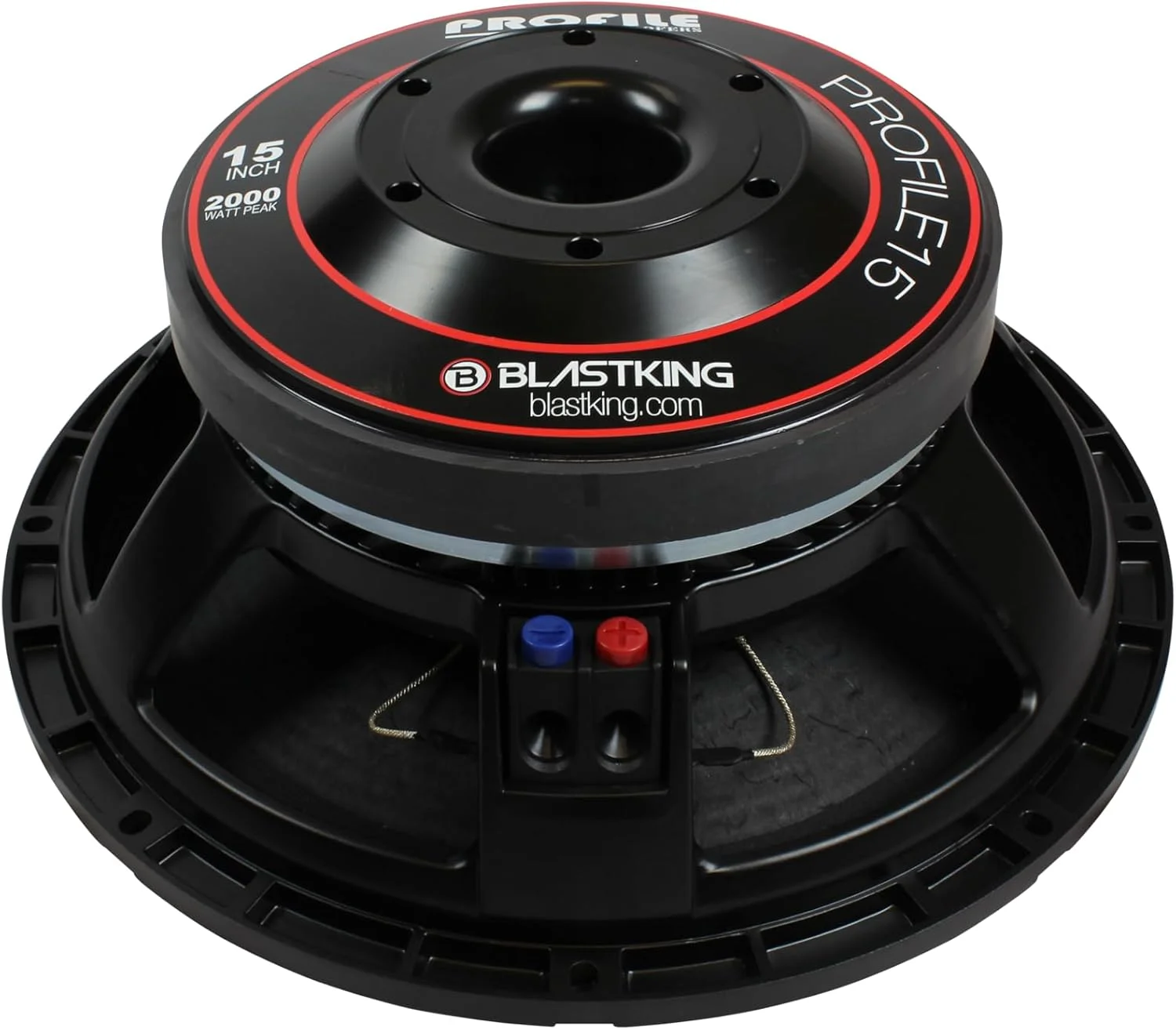 ووفر ۱۵ اینچی ۲۰۰۰ واتی با خروجی بالا Blastking PROFILE15 – سیم پیچ صوتی ۴ اینچی، ۸ اهم، آهنربای فریت – بلندگوی جایگزین ساب ووفر حرفه ای برای PA، DJ، کابینت های باس