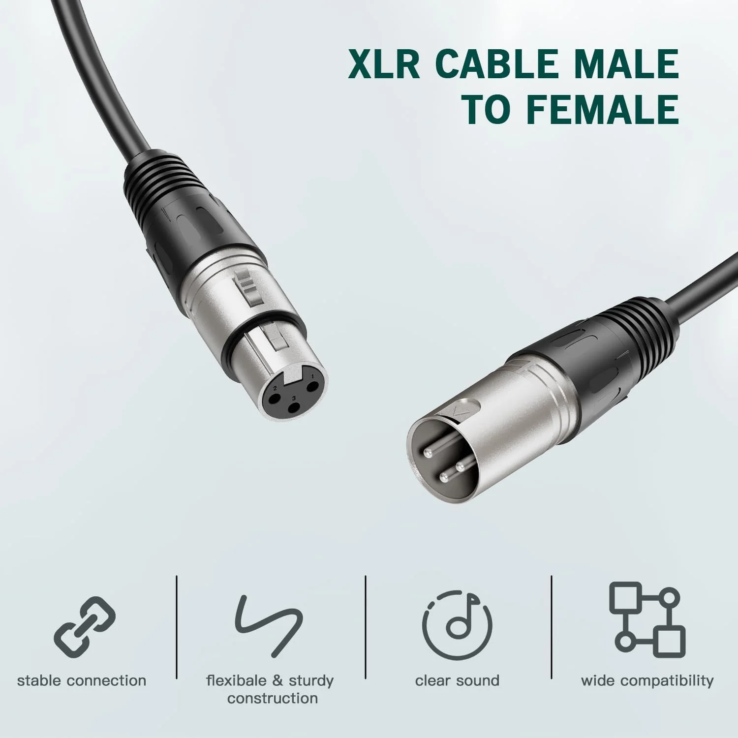 پایه بازوی میکروفون FIFINE و مجموعه کابل XLR، پایه میکروفون فلزی سنگین با گیره رومیزی، پیچ 5/8 اینچی، کابل رابط XLR با 3 پین متعادل، سیم میکروفون برای ضبط پادکست و استریمینگ (BM63W+L9)