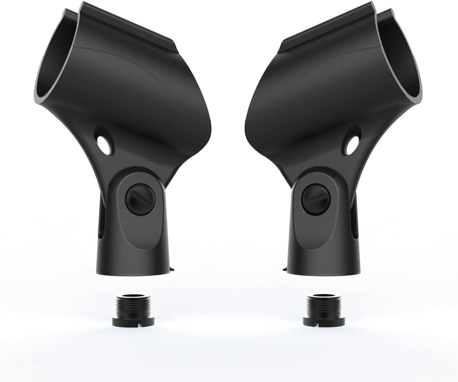 بسته 2 عددی گیره نگهدارنده میکروفون یونیورسال + پایه میکروفون رومیزی با آداپتورهای پیچی 5/8 و 1/4 اینچ و بست های کابل