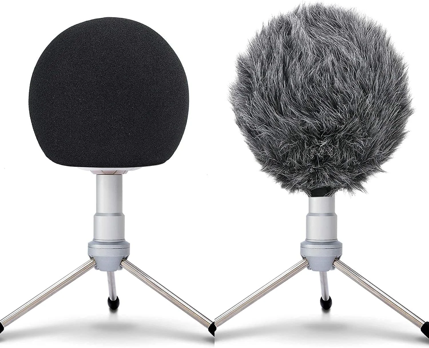 پایه میکروفون SUNMON Snowball با بادگیر فومی، روکش کابل و پوشش خزدار (خاکستری) برای میکروفون Blue Snowball