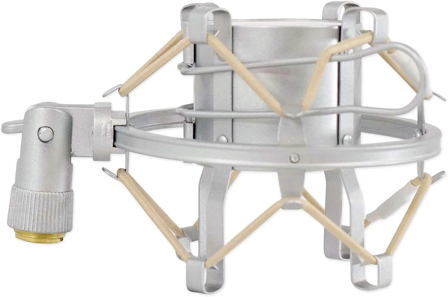 لرزه‌گیر میکروفون استودیویی نقره‌ای Rockville ROCKSHOCK با فوم | مناسب برای ضبط صدا، پادکست و پخش