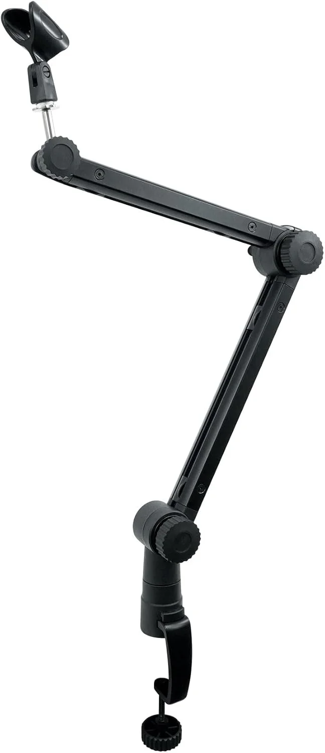 پایه میکروفون بازویی حرفه ای Rockville RG30 ROGAN STAND 30 اینچی، پایه ثابت، گیره رومیزی، ارتفاع قابل تنظیم، کابل XLR داخلی، تاشو، ساختار آلومینیومی برای پادکست و استریم