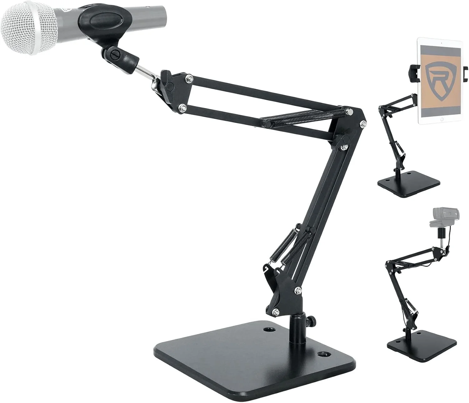 پایه رومیزی بازویی Rockville iSTAND 75، نگهدارنده میکروفون/تلفن/تبلت/وب کم، پایه فولادی سنگین، چرخش 360 درجه، گیره ضد خش، برای پادکست و استریم