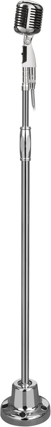 میکروفون رترو Pyle، پایه و بسته میکروفون کاردیوئید یک جهته به سبک وینتیج میکروفون رترو Pyle، پایه و بسته میکروفون کاردیوئید یک جهته به سبک وینتیج