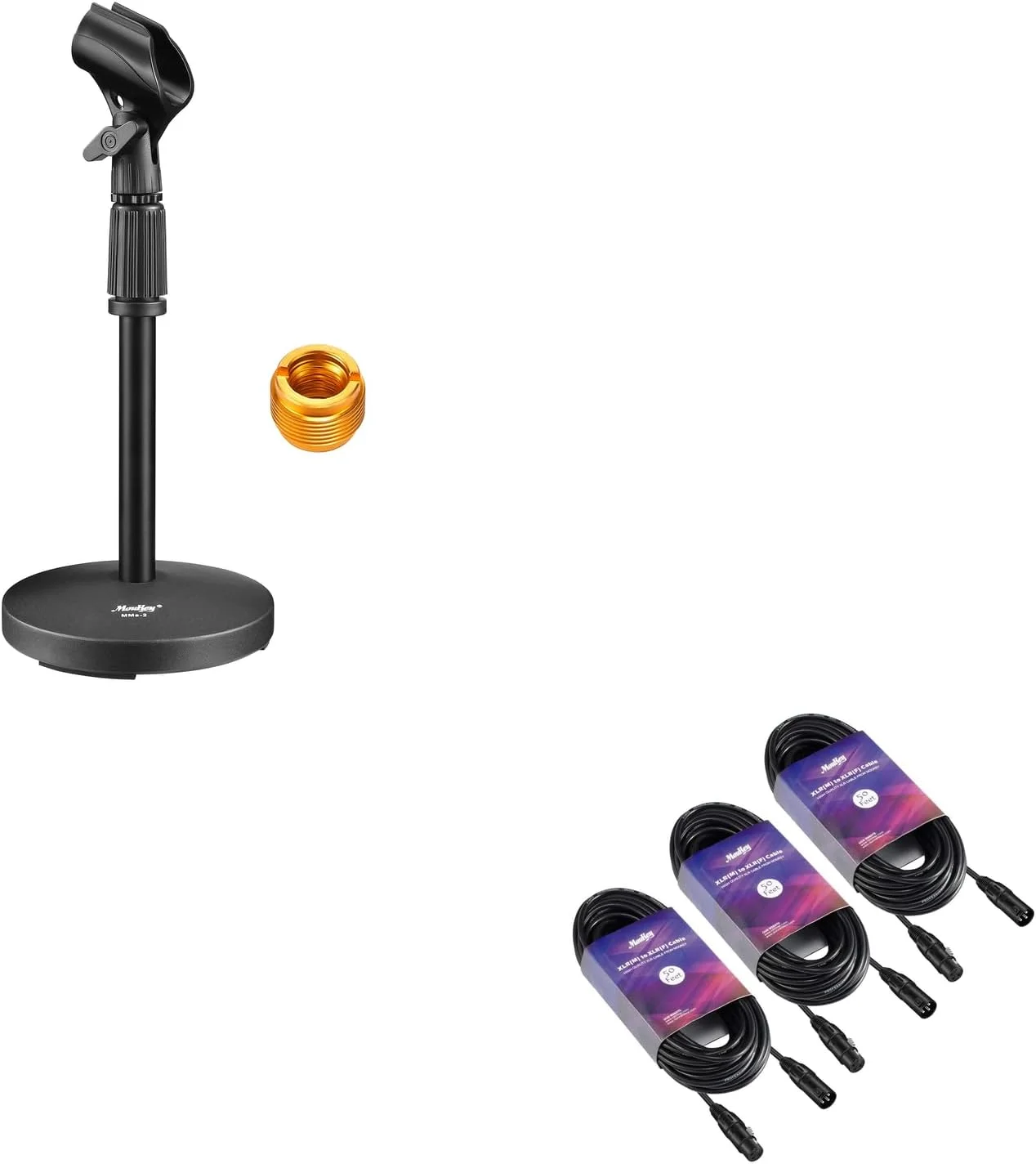 پایه میکروفون رومیزی Moukey به همراه 3 عدد کابل XLR 15 متری