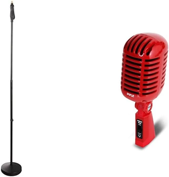 پایه میکروفون قابل تنظیم Pyle PMKS40 و میکروفون کلاسیک Pyle PDMICR42R