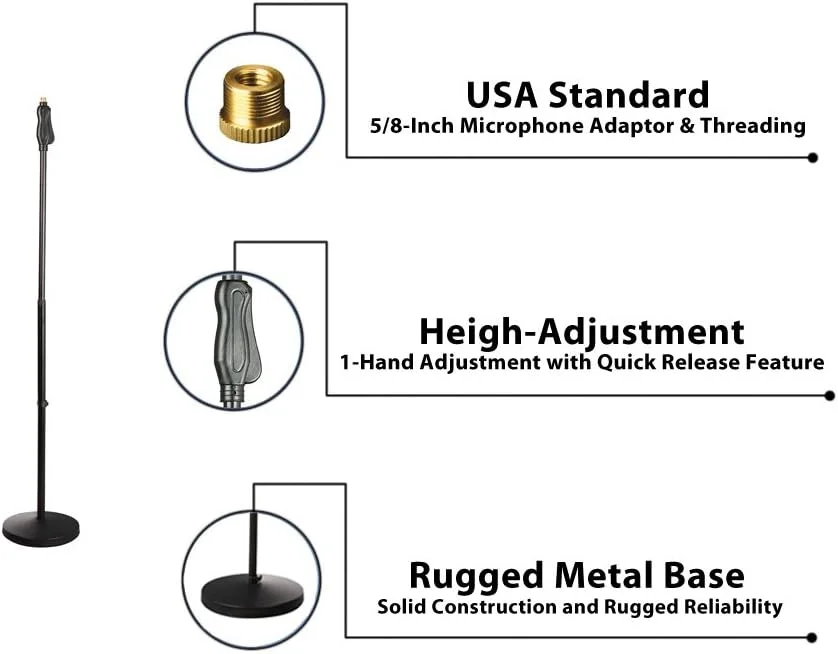 پایه میکروفون قابل تنظیم Pyle PMKS40 و میکروفون کلاسیک Pyle PDMICR42R