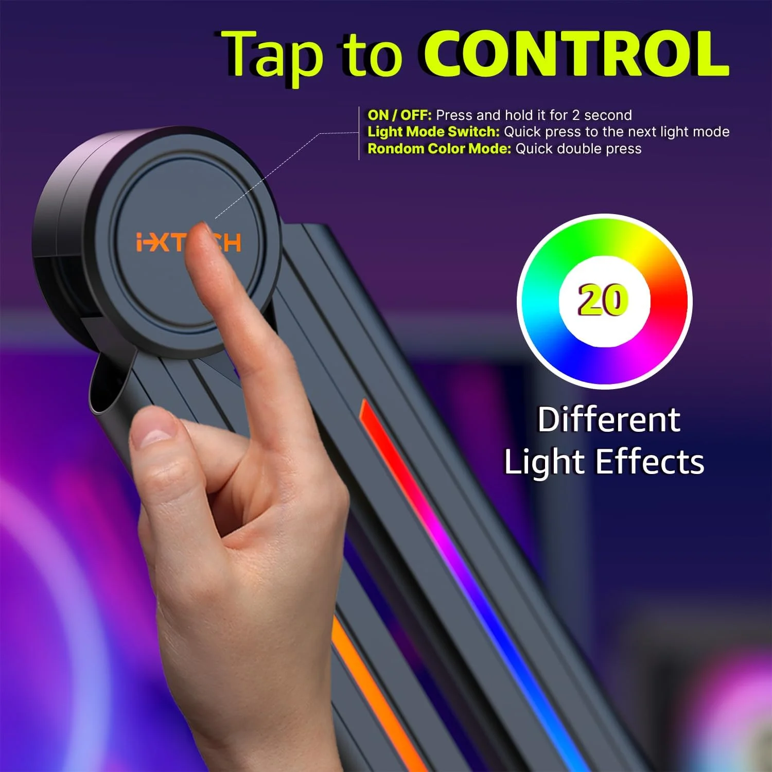 بازوی میکروفون RGB بلند IXTECH، پایه میکروفون بازویی بالای سر، پایه میکروفون قابل تنظیم با نصب رومیزی، بازوی میکروفون برای پخش زنده، بازی، پادکست و ضبط.