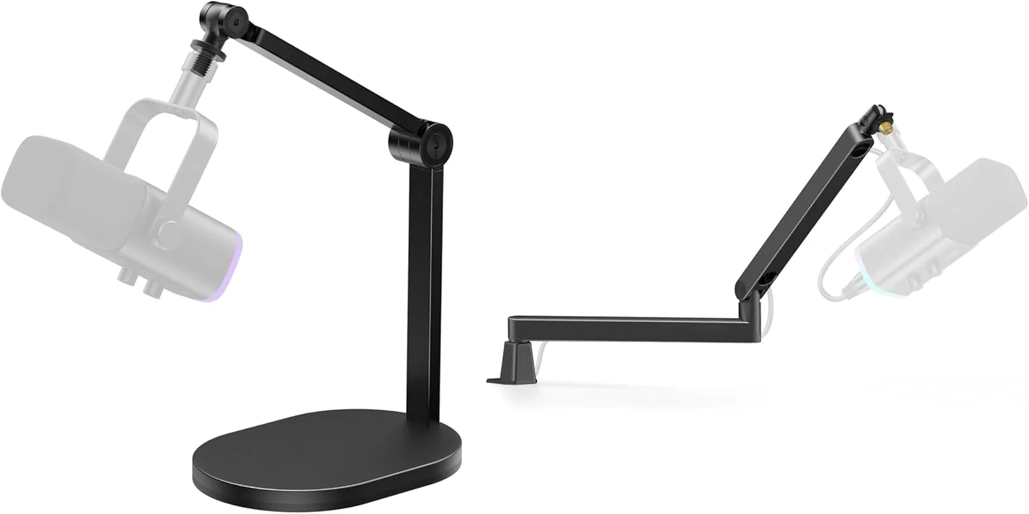 پایه میکروفون استودیویی InnoGear با قابلیت چرخش 360 درجه و طراحی کم ارتفاع به همراه مدیریت کابل مغناطیسی، مناسب برای نصب روی میز