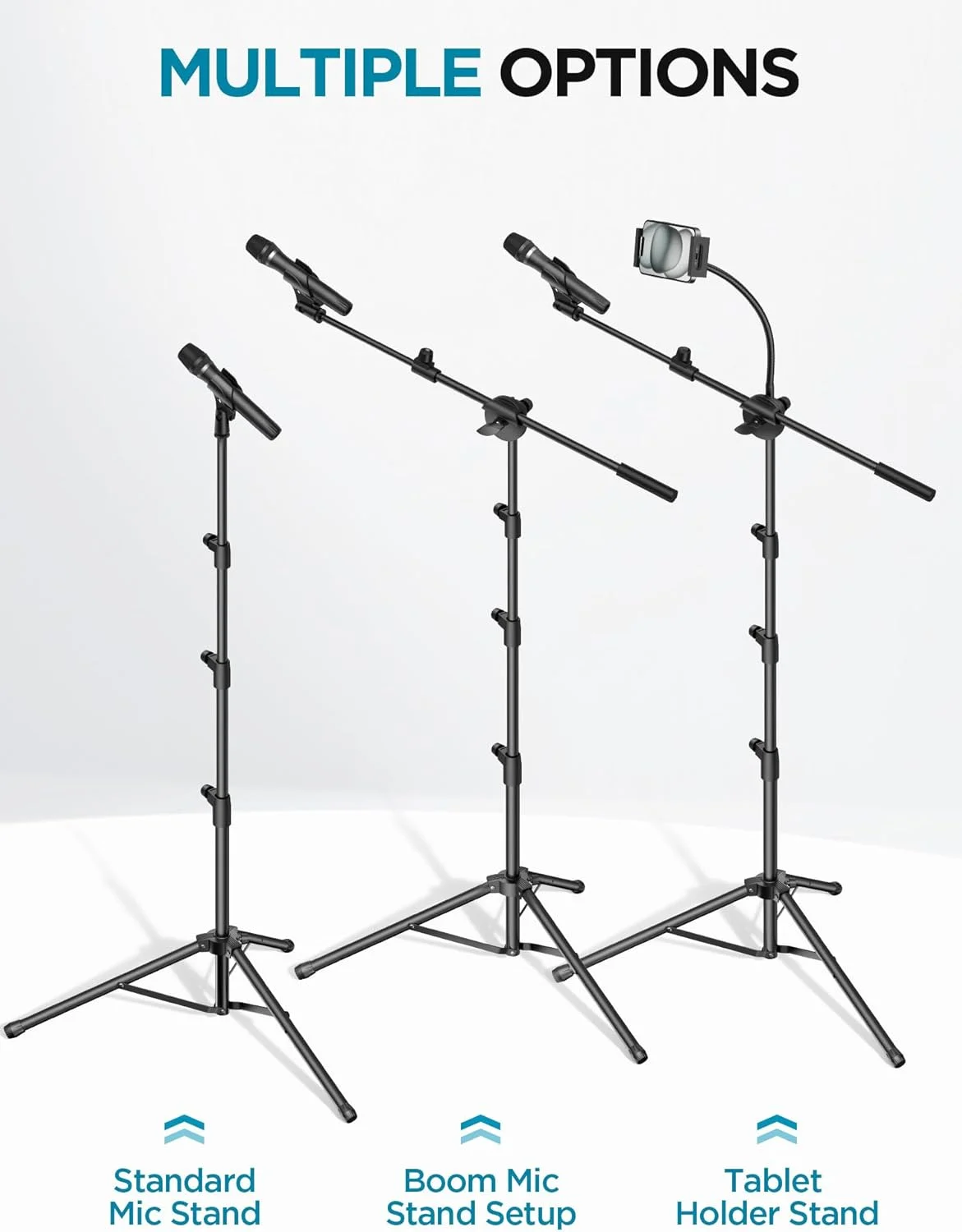 پایه میکروفون InnoGear، پایه میکروفون زمینی 6 در 1 با نگهدارنده تبلت و تلفن و بازوی میکروفون چرخشی 360 درجه با نمای کم برای Fifine AM8 K669B Blue Yeti HyperX QuadCast SoloCast AT2020