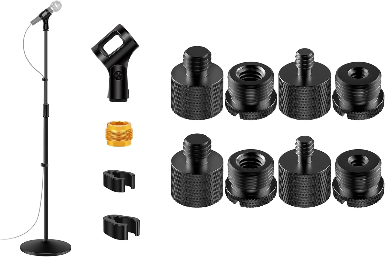 پایه میکروفون جداشدنی InnoGear به همراه 8 عدد آداپتور پایه میکروفون برای بازوی بوم پایه میکروفون، گیره میکروفون، لرزه گیر، سه پایه دوربین، وب کم