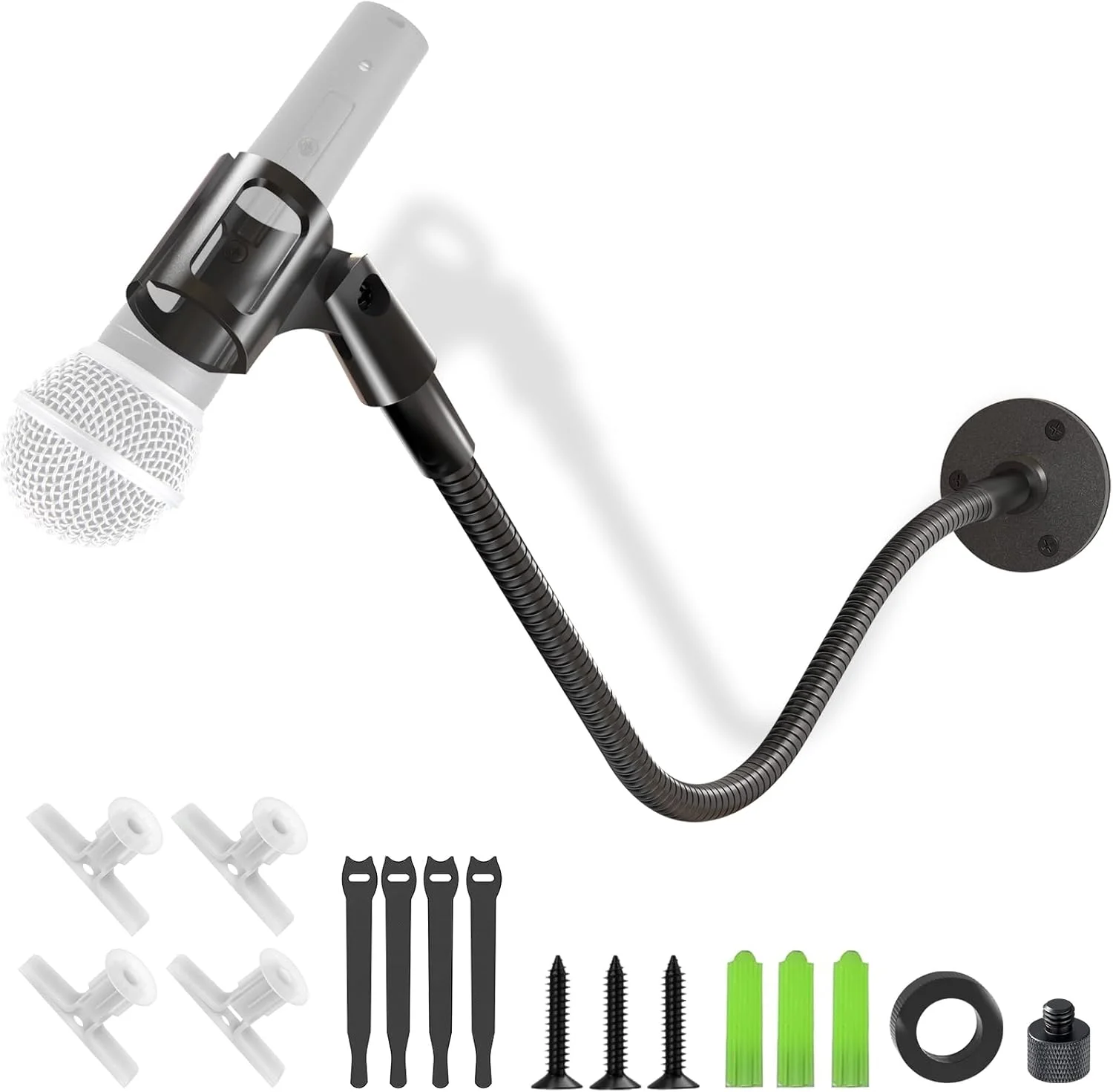 پایه میکروفون گردن غازی - هولدر میکروفون رومیزی و دیواری 19 اینچی + پایه میکروفون گردن غازی انعطاف پذیر یونیورسال 19 اینچی