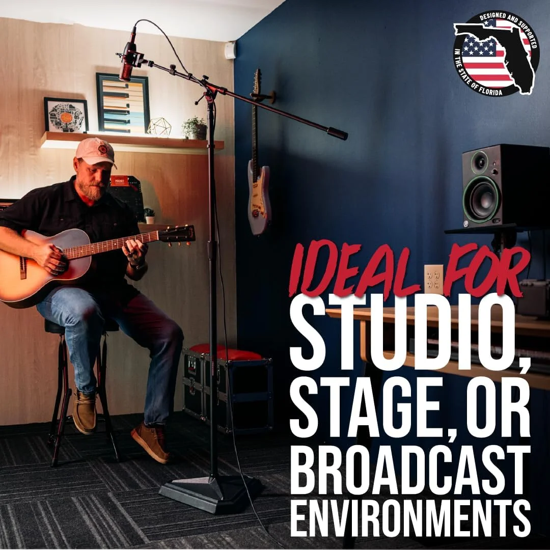 پایه میکروفون استودیویی سری Frameworks Gator با بازوی تلسکوپی و پایه شش ضلعی 7.2 کیلوگرمی، برد قابل تنظیم 81 تا 119 سانتی متر (GFW-SMB-100-HEX)