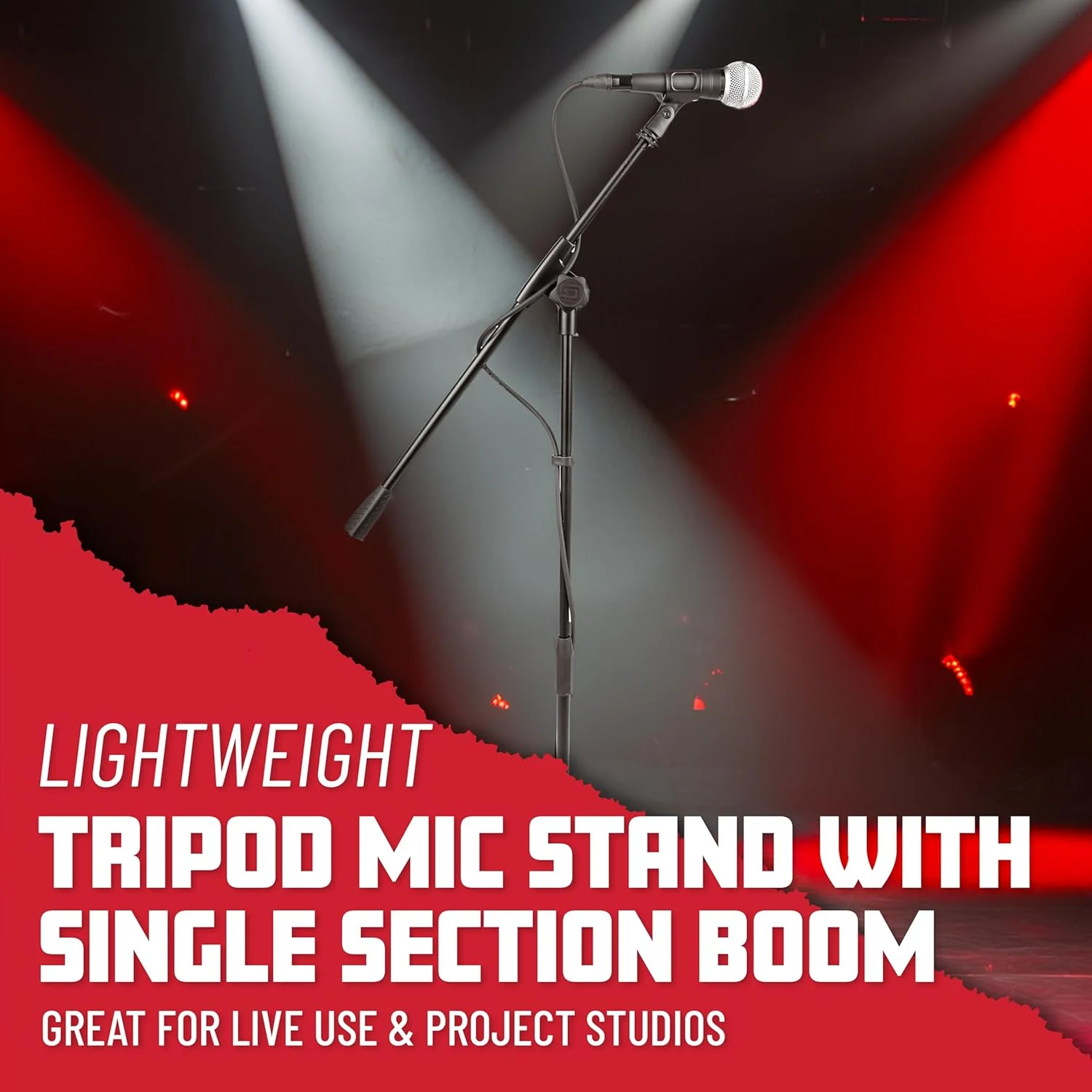 پایه میکروفون سه پایه سبک وزن Gator Frameworks با بوم تک قسمتی (GFW-MIC-1500)