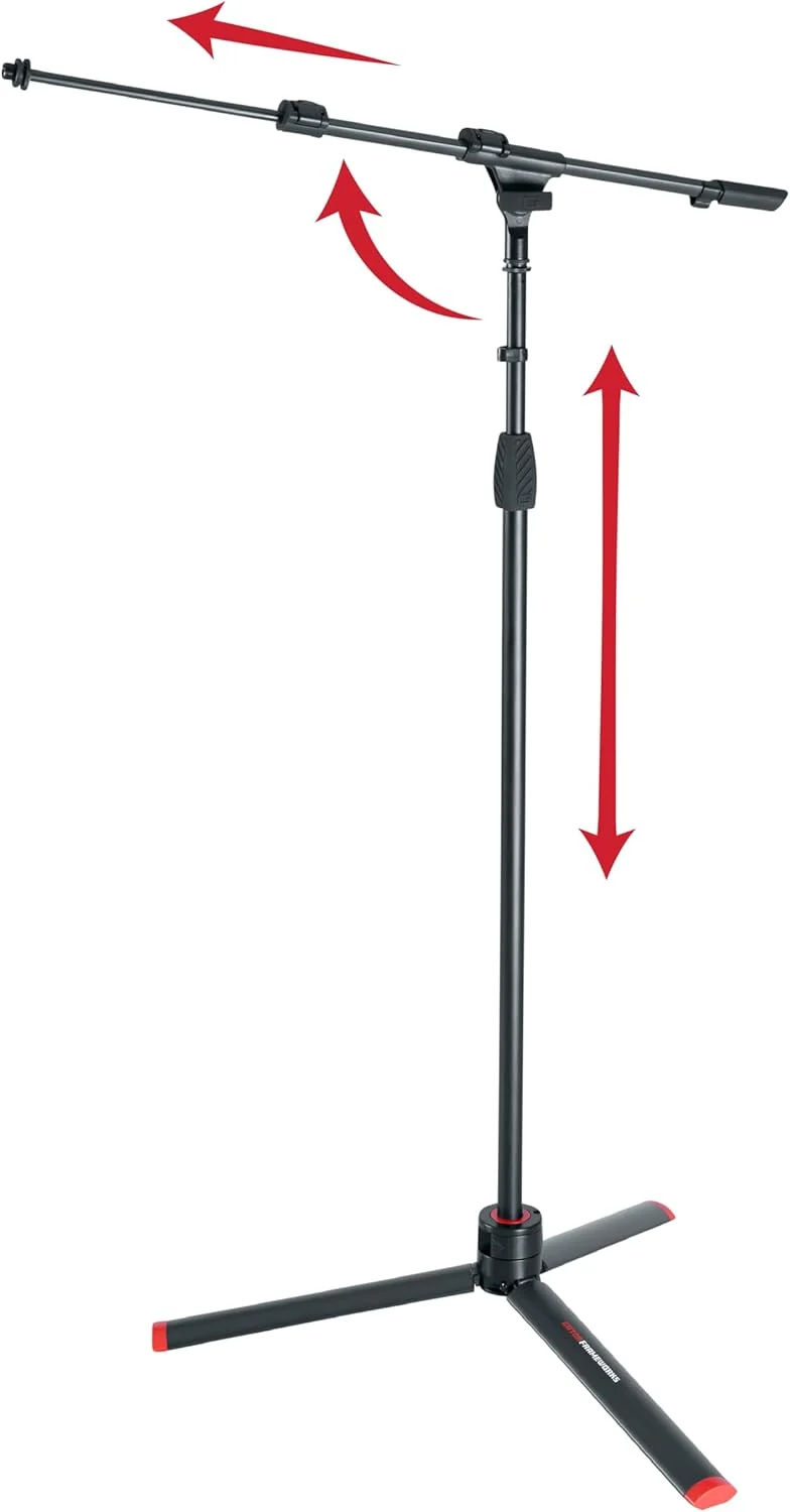 پایه میکروفون سه پایه سری ID Gator Frameworks با بازوی بوم قابل تنظیم دو قسمتی 26 اینچی، کاملاً تاشو به شکل استوانه ای جمع و جور (GFW-ID-MIC)