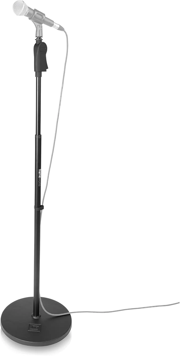 پایه میکروفون Gator Frameworks با پایه وزنی 12 اینچی و تنظیم ارتفاع فشاری نرم (GFW-MIC-1201)، پایه وزنی 12 اینچی - تنظیم ارتفاع لوکس و بازوی بوم (GFW-MIC-0020)، میکسر صوتی کامپکت 8 کاناله Alto Professional ZMX122FX با افکت های داخلی، چهار ورودی میکروفون XLR و دو ورودی استریو، کابل اتصال متقابل استریو Hosa CPR-202 Dual 1/4 اینچی TS به Dual RCA، 2 متری