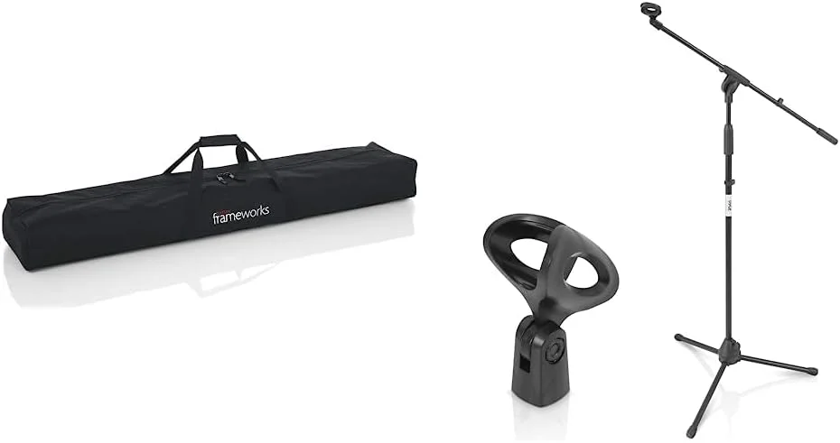 کیف حمل پایه میکروفون Gator Frameworks + پایه میکروفون سه پایه تاشو Pyle