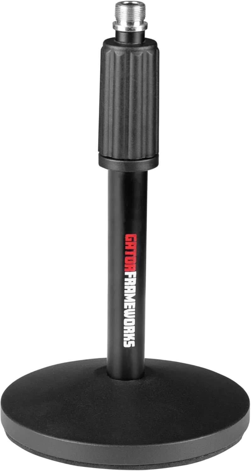 بسته 2 عددی پایه میکروفون رومیزی Gator Frameworks به همراه 2 عدد کابل XLR به طول 3 متر (GFW-MIC-DESKTOP-2PK)