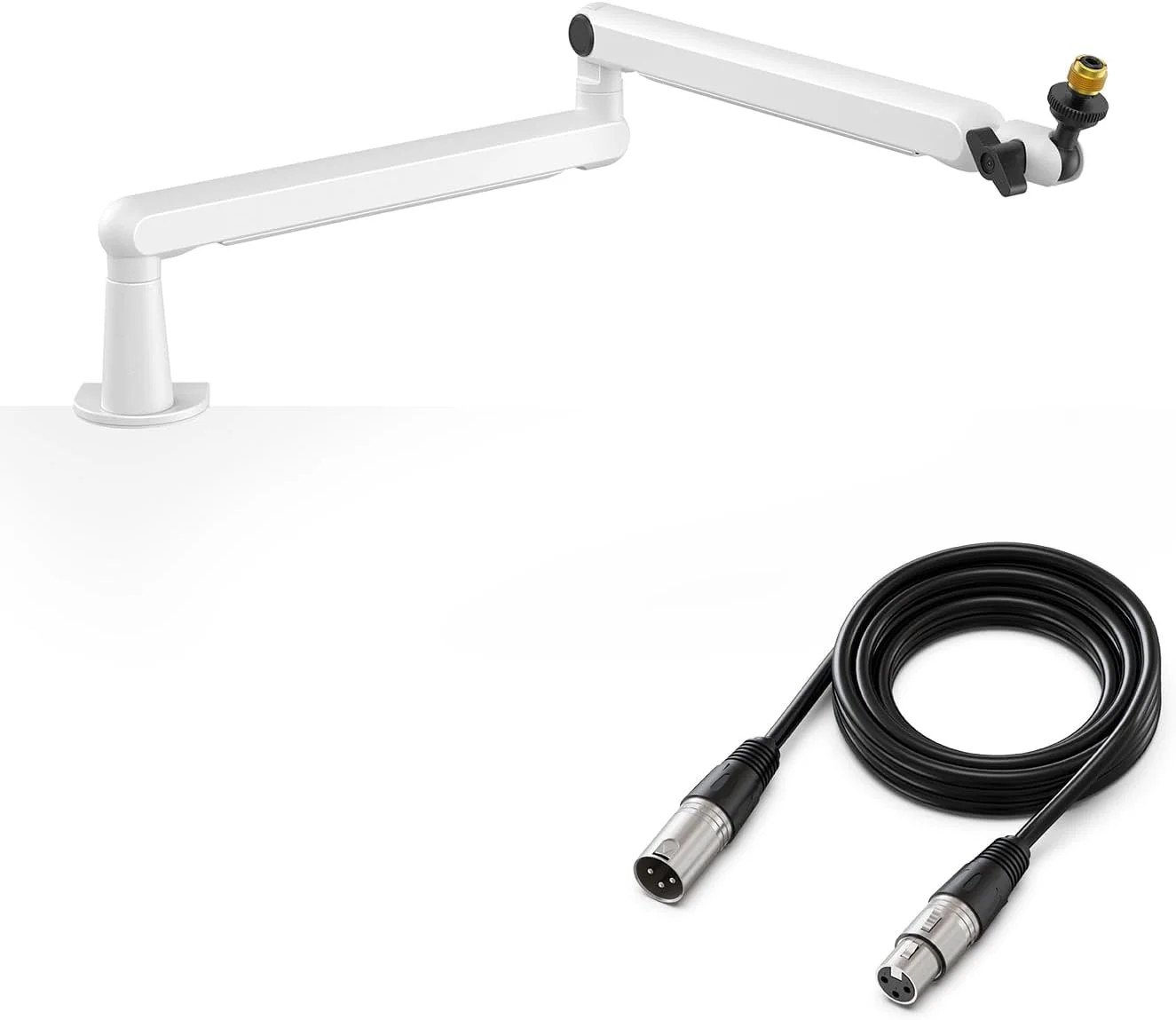 مجموعه پایه بازوی میکروفون کم ارتفاع FIFINE و کابل XLR، بازوی بوم فلزی مستحکم با مدیریت کابل، پیچ قابل تنظیم، کابل صوتی XLR با 3 پین متعادل، سیم میکروفون برای ضبط پادکست و استریمینگ (BM88W+L9)