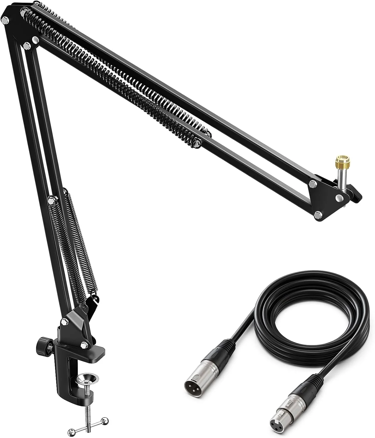 بازوی میکروفون FIFINE به همراه کابل XLR، پایه بازوی میکروفون با آداپتور 3/8 اینچ به 5/8 اینچ، گیره رومیزی، کابل صوتی میکروفون 10 فوتی سازگار با میکروفون XLR، میکسر صدا برای ضبط (CS1+L9)