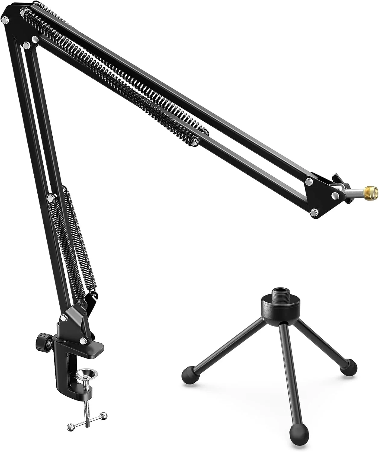 پایه بازوی میکروفون FIFINE به همراه سه پایه، بازوی بوم میکروفون فلزی مستحکم به همراه کیت پایه میکروفون رومیزی برای صداگذاری، ضبط وکال، پادکست استودیویی و بازی (CS1+DP1)