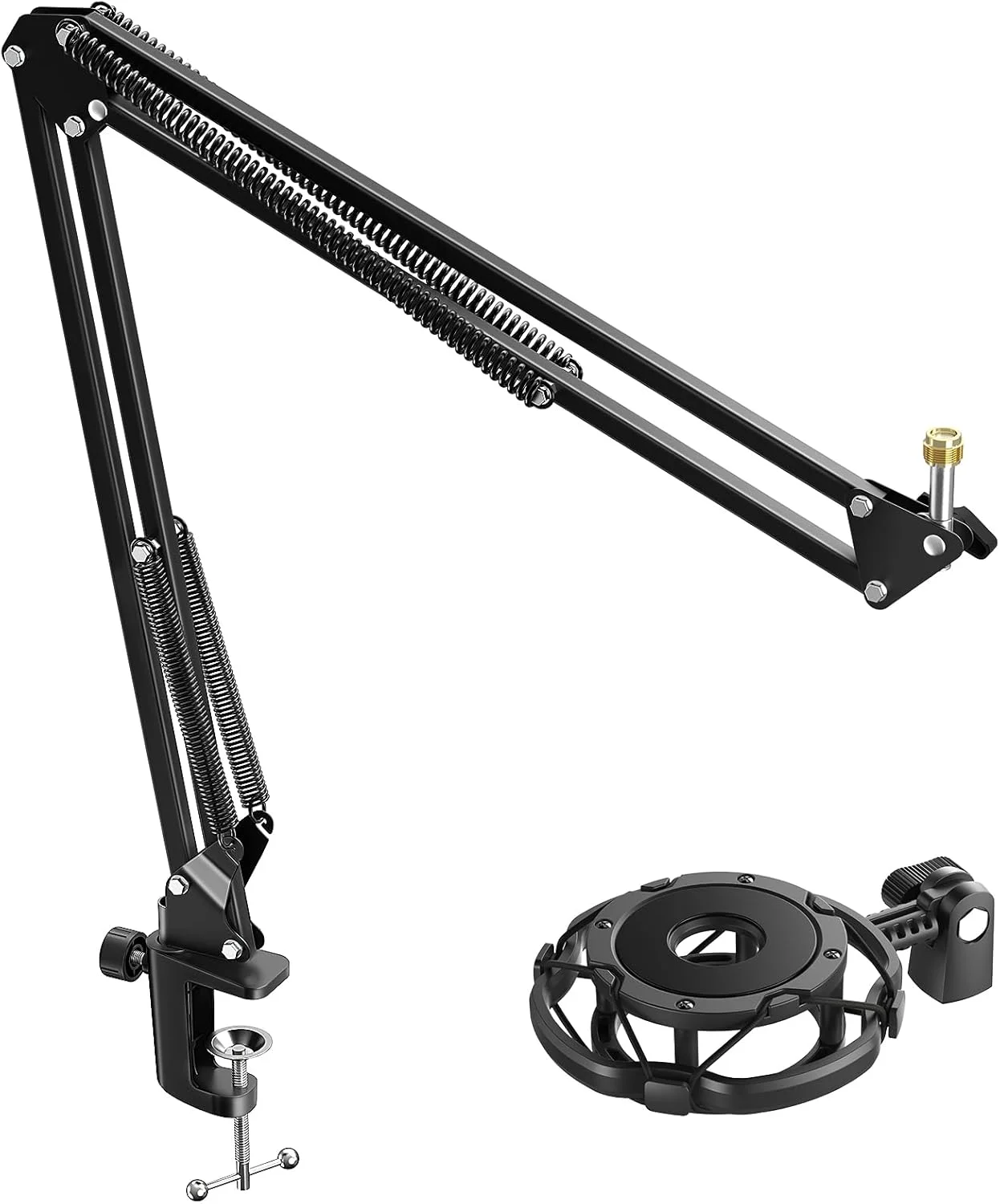 بازوی بوم میکروفون فلزی FIFINE با مجموعه لرزه‌گیر، سازگار با میکروفون، پایه رومیزی برای ضد لرزش، کاهش نویز با پیچ تنظیم، آداپتور 3/8 اینچ به 5/8 اینچ، برای ضبط صدا (CS1+SK1)