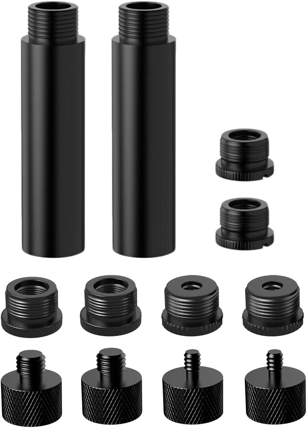 لوله افزایش ارتفاع پایه میکروفون + مجموعه 8 عددی آداپتور پایه میکروفون