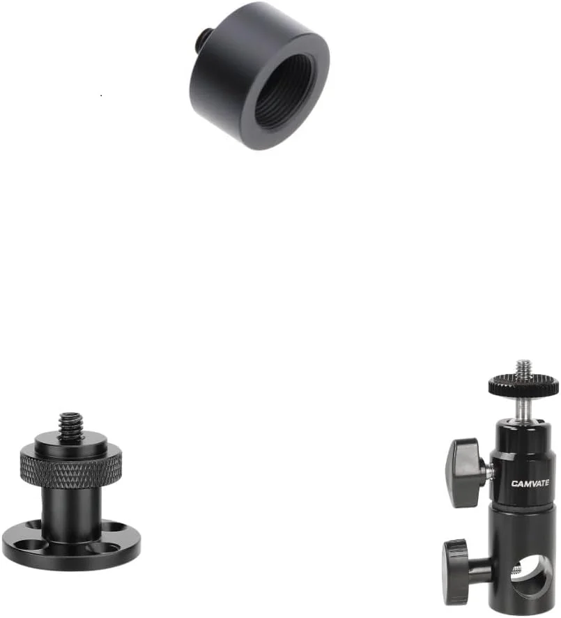 تبدیل پایه میکروفون CAMVATE مادگی 5/8 اینچ به نری 1/4 اینچ + مانت پایه نور + پیچ رزوه ای نری 1/4 اینچ - 20