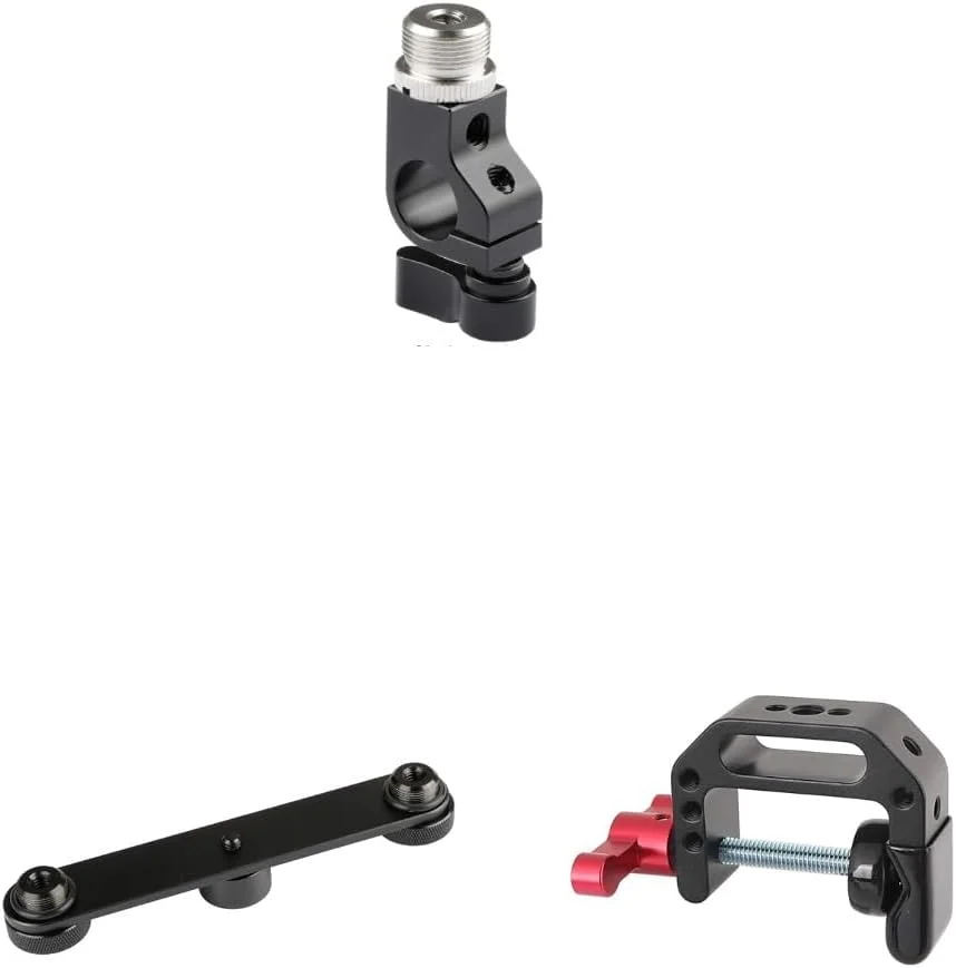 CAMVATE بست میله 15 میلیمتری با پیچ 5/8 اینچ -27 + براکت دوگانه نگهدارنده میکروفون + گیره C CAMVATE بست میله 15 میلیمتری با پیچ 5/8 اینچ -27 + براکت دوگانه نگهدارنده میکروفون + گیره C