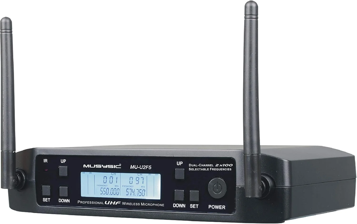 سیستم میکروفون یقه ای بی سیم یواف‌اچ‌اف حرفه ای با 200 کانال، شامل 2 هدست و 2 میکروفون یقه ای، تکنولوژی اس ام تی، سازگار با FCC، خروجی XLR، عمر باتری 12 ساعته، ایده آل برای سخنرانی