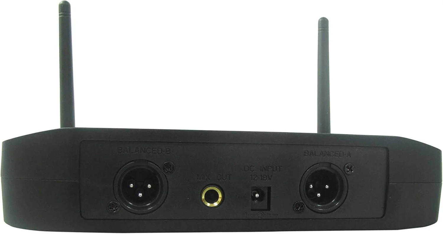 سیستم میکروفون یقه ای بی سیم یواف‌اچ‌اف حرفه ای با 200 کانال، شامل 2 هدست و 2 میکروفون یقه ای، تکنولوژی اس ام تی، سازگار با FCC، خروجی XLR، عمر باتری 12 ساعته، ایده آل برای سخنرانی