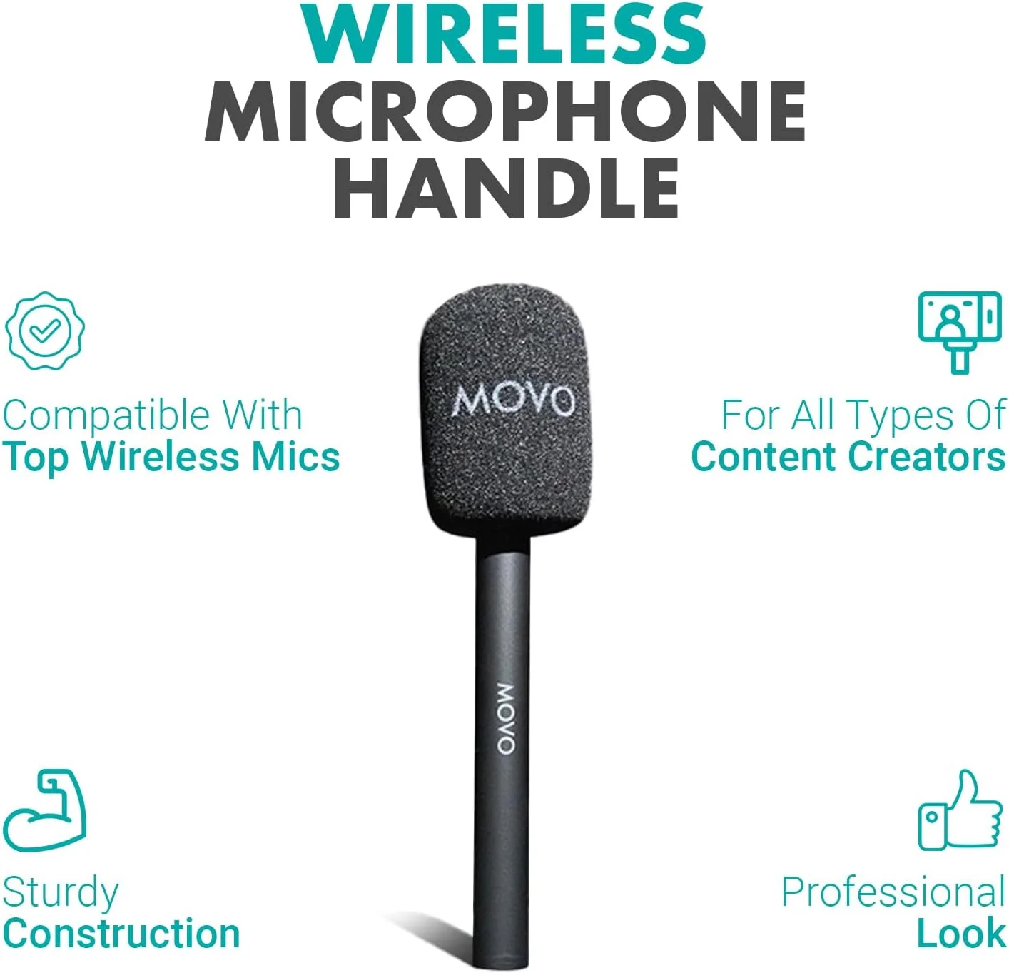 دسته میکروفون Movo WMX-HM برای DJI Mic، Rode Wireless GO، Hollyland Lark و موارد دیگر - دسته میکروفون بی سیم برای مصاحبه - آداپتور میکروفون یقه ای بی سیم برای وبلاگ نویسی و تولید محتوا
