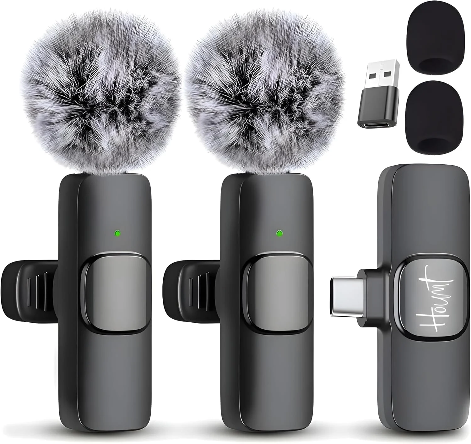 میکروفون بی‌سیم برای آیفون 15 سازگار با USB-C و سامسونگ s24 و سری آیفون 15 - میکروفون یقه‌ای بی‌سیم برای اندروید - میکروفون USB C برای ضبط ویدیو و تیک تاک (2 در 1)