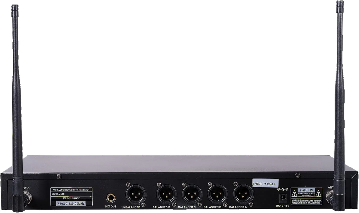 سیستم میکروفون بی سیم UHF حرفه ای قابل نصب در رک Sound Town با 200 کانال، گیرنده فلزی قابل تنظیم، 4 میکروفون یقه ای، 4 فرستنده بدنه (NESO-U4LL)