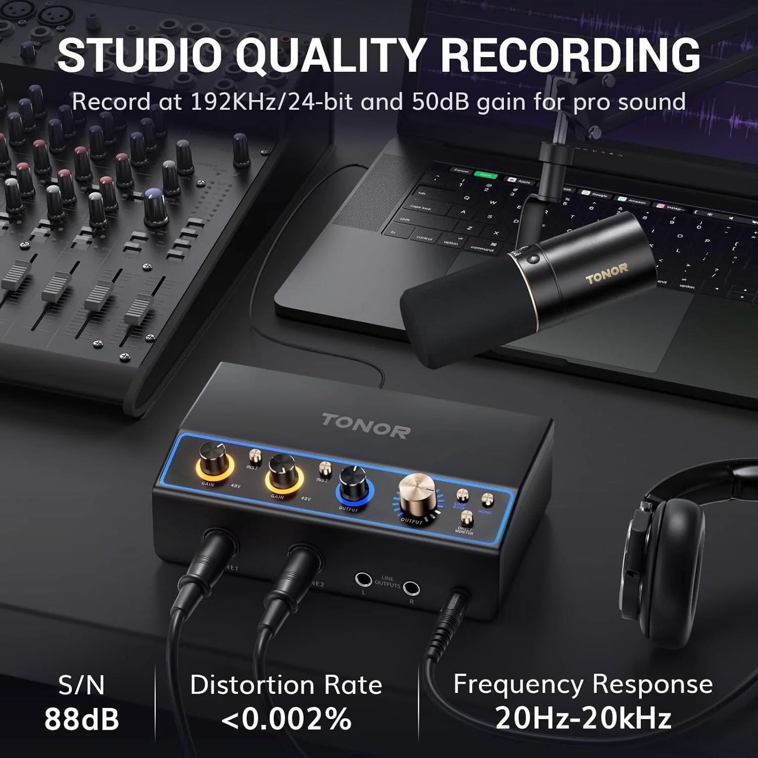 کارت صدای TONOR 2O2 برای ضبط، میکسر صوتی USB برای پادکست، برد صدا 2 کانال XLR و 6.35 میلیمتری با RGB برای بازی و استریم، تولیدکنندگان محتوا، کیفیت استودیو، کیفیت بالا، TX510 مشکی کارت صدای TONOR 2O2 برای ضبط، میکسر صوتی USB برای پادکست، برد صدا 2 کانال XLR و 6.35 میلیمتری با RGB برای بازی و استریم، تولیدکنندگان محتوا، کیفیت استودیو، کیفیت بالا، TX510 مشکی